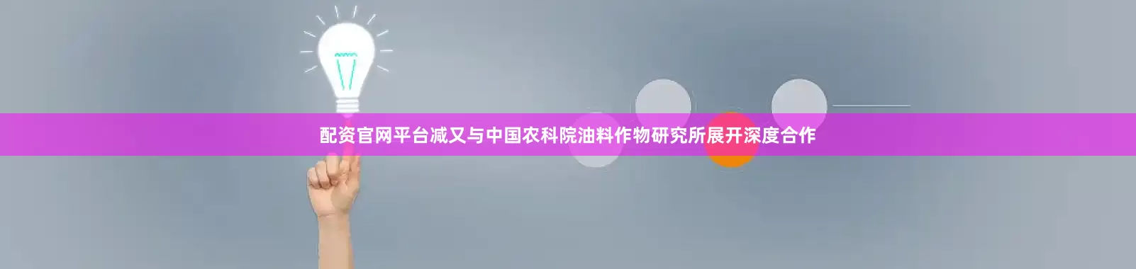 配资官网平台减又与中国农科院油料作物研究所展开深度合作